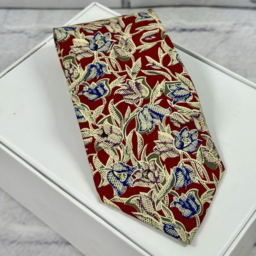 Vintage Christian Dior Monsieur Men's Silk Tie Floral Made in USA 56"‎ Luxury